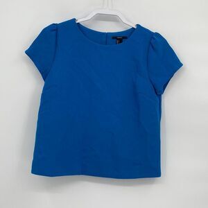 Forever 21 Womens Round Neck Short Sleeve Keyhole Back Pullover Blouse Small